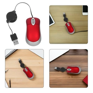 Creative USB Wired Mouse Mini Telescopic Mouse Computer Notebook Portable (Red) - Picture 1 of 20