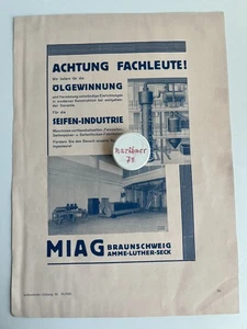 Anzeige von 1933  MIAG Mühlenbau u. Industrie AG Braunschweig - Bild 1 von 1