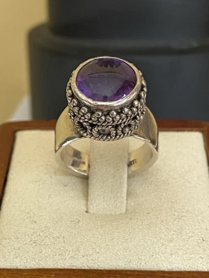 Conjunto de anillo vintage de amatista de plata esterlina Suarti 2002 con sello talla M Foto 1 de 4