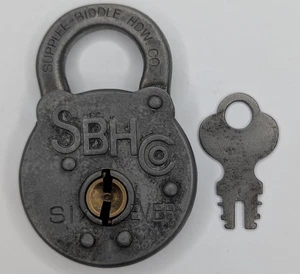 Antik Vintage Supplee-Biddle HDW Co. Sechshebel Vorhängeschloss mit Schlüssel - Bild 1 von 5