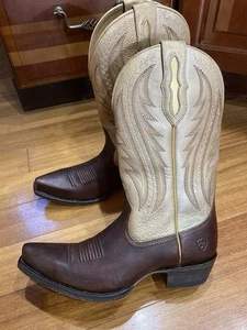 Ariat Tailgate Damen 7 Western Cowboystiefel gold braun Snip Toe X Toe Leder - Bild 1 von 16