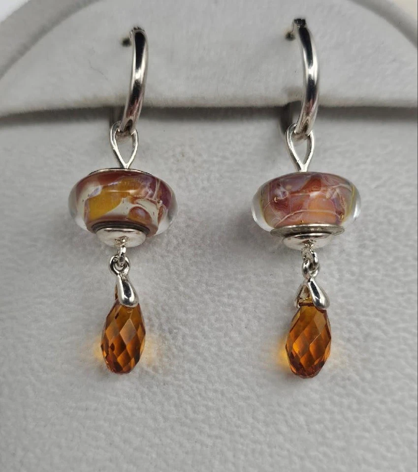 New Chamilia HOOP Earrings w/MURANO GLASS & SWAROVSKI BRIOLETTE Beads $185 - Image 1 of 4