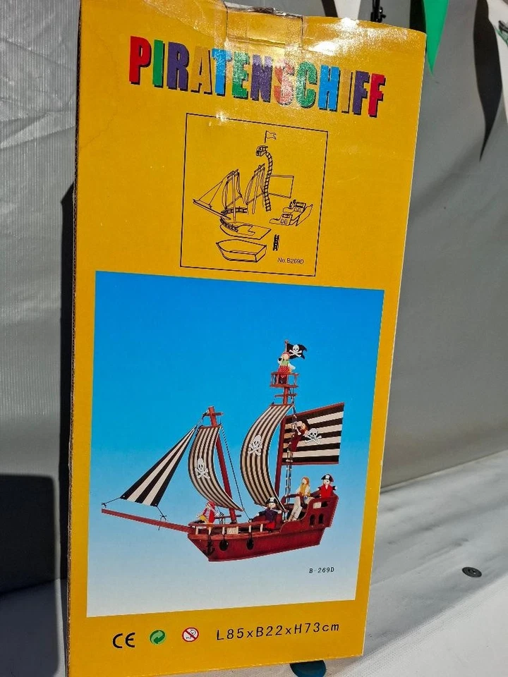 Modellbausatz, Großes Piratenschiff aus Holz für Kinder -  Zweimastbrigg - Bild 1 von 1