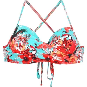 Nuevo Top de Bikini Push Up Floral Frontal Torcido Moldeado Azul Océano Grande Nuevo con Etiquetas - Imagen 1 de 7