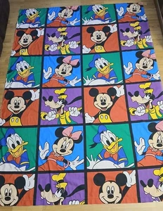 Vintage Disney Mickey Mouse Farbblock Twin Flach & Spannbettlaken Set OHNE KISSENBEZUG - Bild 1 von 9