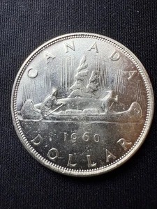 1960 UNC Canada Silver Dollar Coin - Picture 1 of 2