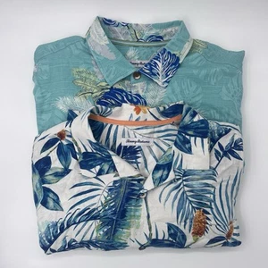 Tommy Bahama Lot Of 2 Shirts Mens L Short Sleeve 100% Silk Hawaiian Tropical 1H - Picture 1 of 10