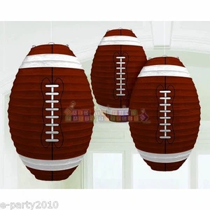LINTERNAS DE PAPEL DE FÚTBOL AMERICANO (3) ~ Suministros deportivos para fiestas de cumpleaños decoraciones NFL - Imagen 1 de 1