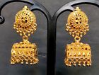 Indian 22K Gold Plated 2" Long Jhumka Jhumki Earrings Set Jar451