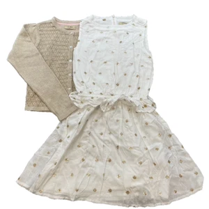 Le Big Fit And Flare Dress Cardigan Sweater Outfit Lot Girls 9 10 Gold Party - Picture 1 of 19