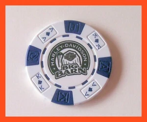 BIG BARN HD DES MOINES IOWA HARLEY DAVIDSON POKER CHIP WHITE/BLUE - Picture 1 of 2