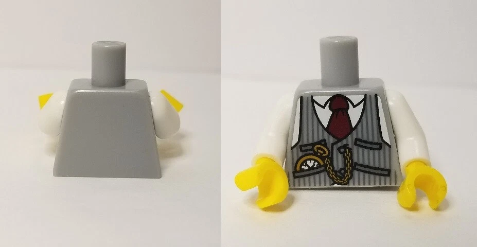 LEGO Train Conductor Minifigure Body Torso Pinstriped Suit Vest Pocket Watch - Image 1 of 1