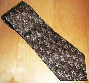 Black & Gold Baroque Diamonds Silk Neck Tie Park Avenue 58" Long x 4" W (E116) - Picture 1 of 3
