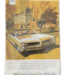 Vintage 1966 Pontiac Grand Prix Split Grill Ad Advertisment - Picture 1 of 4