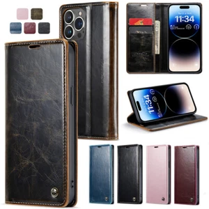 CaseMe Magnetic Card Slots Leather Wallet Case Cover KickStand For Apple Xiaomi - Picture 1 of 17