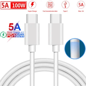 5A 100W USB C to Type C PD Fast Charge Data Charger Cable for Mac Samsung S10 20 - Picture 1 of 10