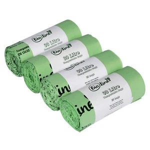 100 x 30 Litre (Large roll) BioLiner Compostable Kerbside Caddy Bin Liners - Picture 1 of 5