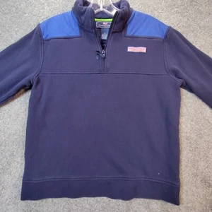 Vineyard Vine Boys Quarter Zip Sweatshirt Blue L Long Sleeve High Neck Pullover - Picture 1 of 10