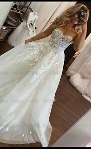 Brautkleid/Hochzeitskleid NEU, Größe 42, Ivory mit toller Spitze + Glitzertüll