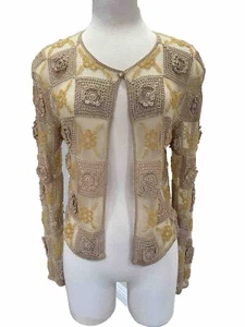 Sharmark Knoten S Perlen Gold bestickt durchsichtig Cardigan Top Knopf Topper - Bild 1 von 5