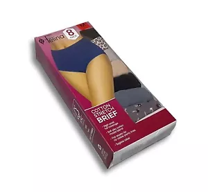8PK FELINA sz:M Women's Cotton Modal Stretch Brief Underwear High Waist Pantie - Picture 1 of 8