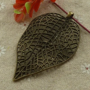 Free Ship 12 pcs Antique bronze leaf charms pendant 82X49mm L-2982 - Picture 1 of 4