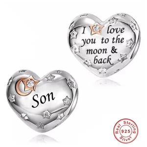 💖 Sohn Charm I Love You To The Moon & Back 925 Sterling Silber - Bild 1 von 2