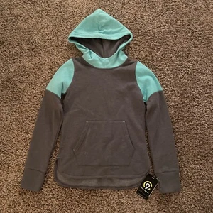 New C9 Champion Girls' Plush Fleece Hoodie Green & Gray Heather Size M (7-8) NWT - Picture 1 of 6