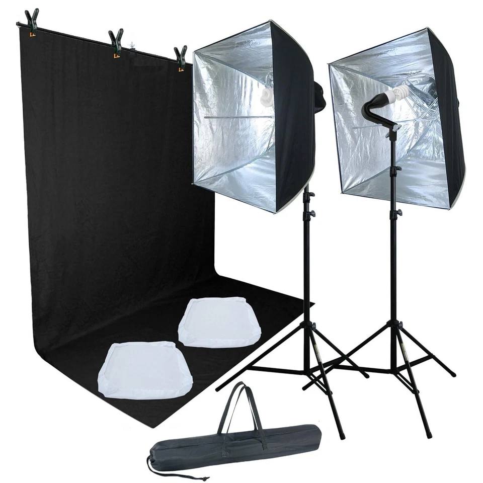 Linco Studio Lighting Light Video Photo Softbox Photography Kit Backdrop Muslin - Image 1 of 4