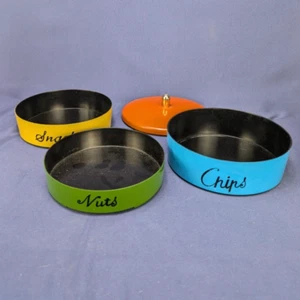 Juego de Servidor de Snacks Anidación de Plástico Retro Años 60 - Colores Retro Brillantes con Tapa - Imagen 1 de 8