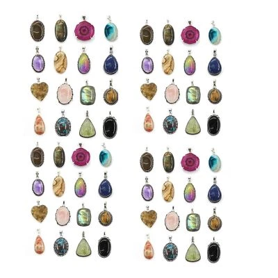 Lote de colgantes étnicos de calcedonia y mezcla de piedras preciosas, delicado colgante, lote de colgantes de ansiedad ~ Foto 1 de 2