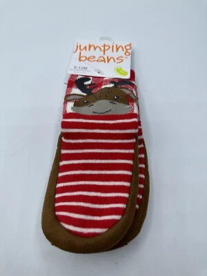 NEW Jumping Beans Moose Slipper Socks Slippers  Size 6-12M - Image 1 of 2