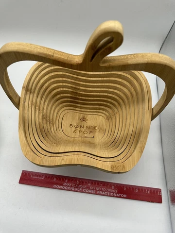 Bonnie and Pop Bamboo 3-D Apple Shaped Collapsible Basket Charcuterie Board Cover