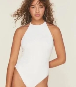 Neu mit Etikett Andie Swim Asbury gerippter einteiliger Badeanzug weiß cremefarben Damen M  - Bild 1 von 6