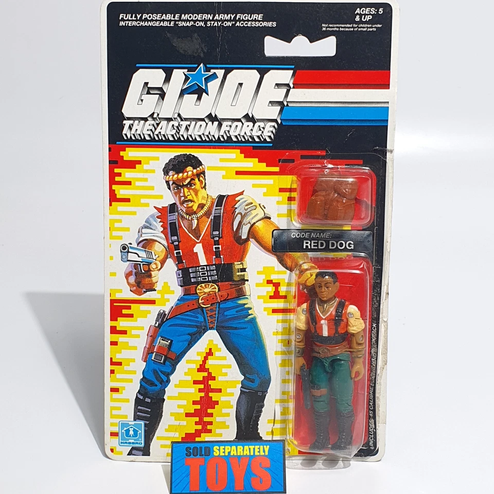 Cartão GI Joe RED DOG Euro UK Action Force Renegades bolhas abertas internacionais - Imagem 1 de 4