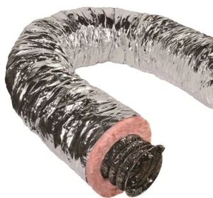 Master Flow 6 Zoll x 25 ft. Isolierte flexible Kanal R6 Silber Jacke - Neu - Bild 1 von 3