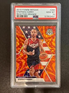 2019 Panini Mosaic #260 Stephen Curry Reactive Orange PSA 10 Gem Mint - Picture 1 of 2