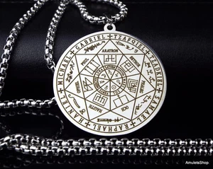 7 Erzengel Amulett, Gold oder Silber Stahl Anhänger Talisman sieben Erzengel - Bild 1 von 23