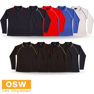 Ladies Champion Plus Breathable Long Sleeves Contrast Colour Polo PS44 - Picture 1 of 21