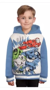 Disney Marvel Kids’ Plush Hoodie Jacket Blue & White Sz 6T/7T - Picture 1 of 3
