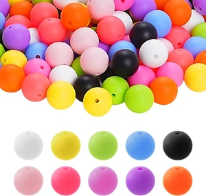 100PCS Silicone Focal Beads 12Mm Pastel Rubber round Loose Beads Bulk for DIY Be - Picture 1 of 6