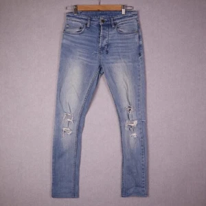 KSUBI Size 28 Mens Skinny Jeans "Philly Blue" Distressed 28W 30L Button Fly - Picture 1 of 12