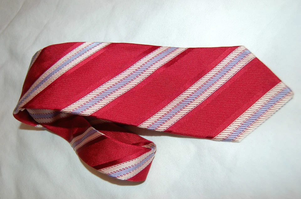 Corbata de seda Valentino roja/marfil/lavanda hecha en Italia Foto 1 de 4