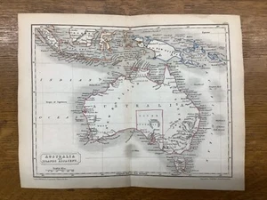 1842 Hand-Colored Map Of Australia 8.25 x 10.5” Atlas Of Modern Geography - Picture 1 of 2