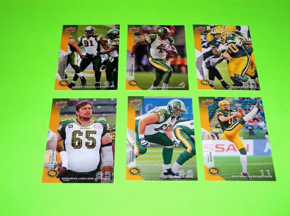 6 EDMONTON ESKIMOS UPPER DECK CFL FOOTBALL CARDS 22 23 24 26 30 114 #-3 - Image 1 of 1