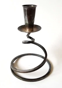 Fisher Spiral Spring Taper Candle Holder Silver Plate Vintage Mid Century - Picture 1 of 6