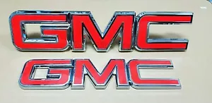 Custom Red Chrome Grille Tailgate Emblems 2015-2019 Sierra 1500 2500HD 3500HD - Picture 1 of 1