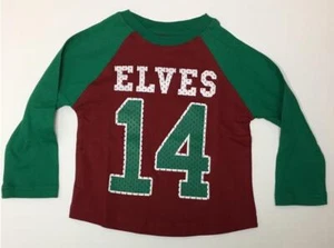 NEW Falls Creek Kids Shirt 12 Months BABY Elves Green Red Long Sleeve - Picture 1 of 1