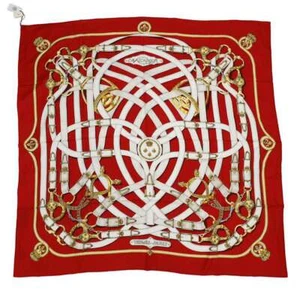 Bufanda HERMES Carre Cavalcadour Talla 140 Cachemira 70%/Seda 30% Rojo/Blanco - Imagen 1 de 6