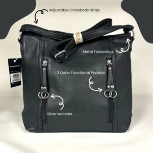 Cartera bandolera ajustable de cuero sintético para mujer - negra - Imagen 1 de 5